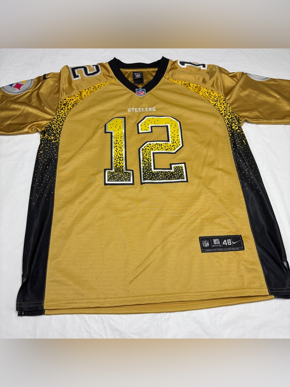Nike Terry Bradshaw #12 Pittsburgh Steelers Gold Jersey Men’s 48 XL